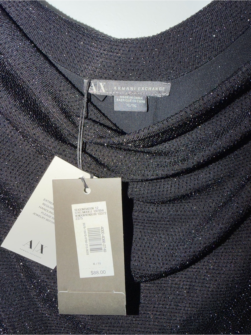 Armani Exchange Black Sparkle Short Sleeve dress